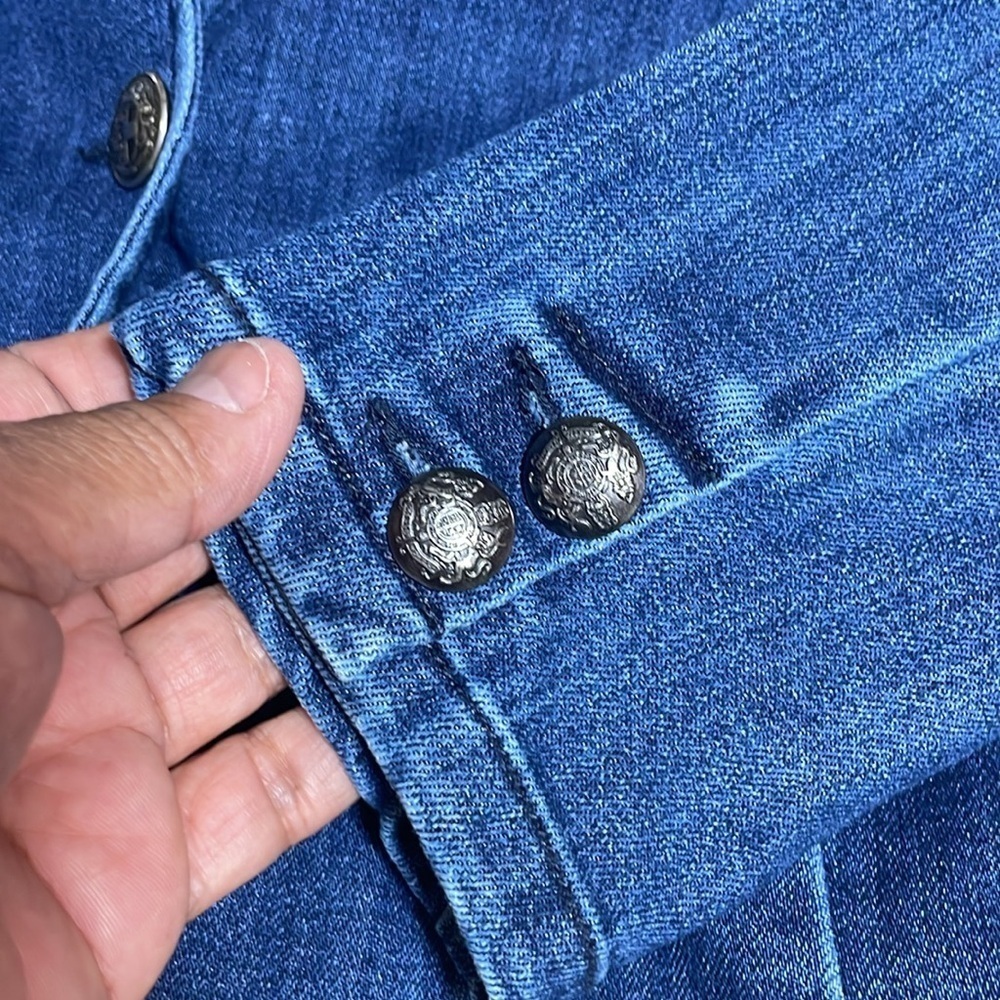For The Republic Detailed Dark Blue Wash Denim Jacket size M - Picture 7 of 12